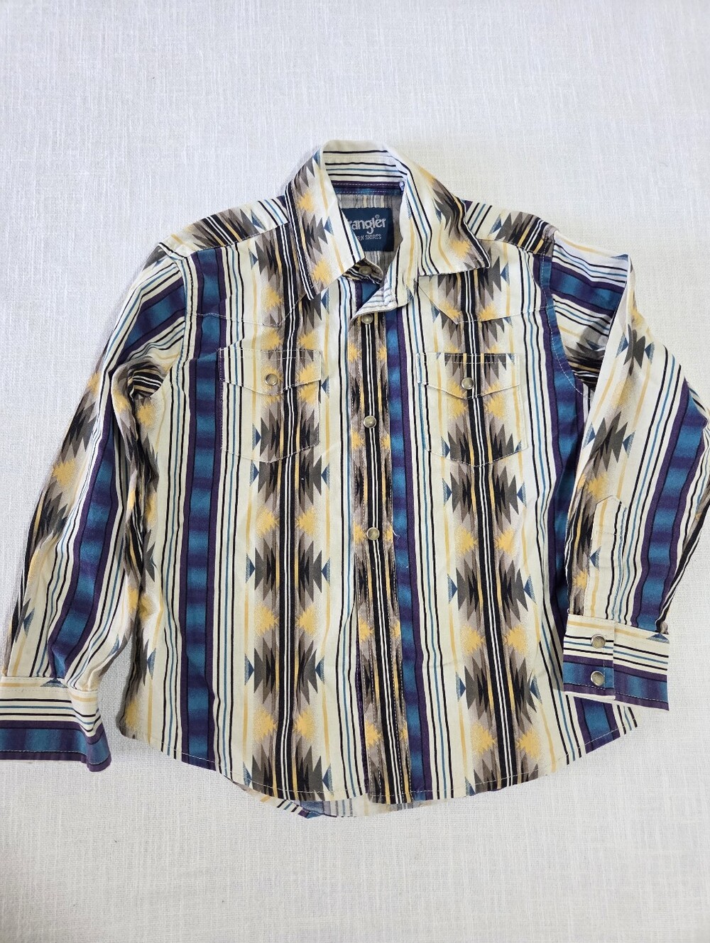 Wrangler Kids Aztec Pattern Southwestern Button-Down Shirt Kids Small 6/7